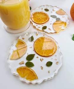 Handmade Vintage Resin Coaster Set with 5mm Thickness for Anniversary Gift-Stylish Home Decor & Practical <b>Table</b> <b>Protection</b> - Product Image 1