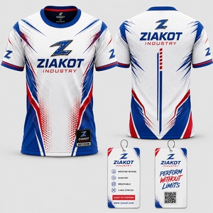 ZIAKOT industry New design Men's Custom Navy Light Blue Performance <b>T</b>-<b>Shirt</b> - Product Image 4