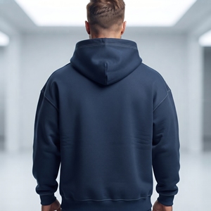 Dumela <b>Navy</b> Blue Hooded <b>Sweatshirt</b> Men Regular Fit 100% Cotton Fleece Front Pocket Casual Autumn Wear Printed Logo - Product Image 4