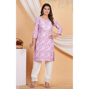 Trendy Womens Floral Imprimé Straight Kurti Designer Casual Wear Kurta pour l'été est disponible à bas prix - Product Image 3