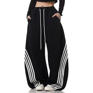 Women's Wide Leg Sweatpants Floral Embroidered Drawstring Waist Ankle <b>Toggle</b> Casual Loose Fit Comfortable Breathable Daily Wear - Product Image 1