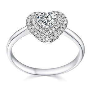 Bague de fiançailles de mariage en or blanc de luxe pour femmes 14K 18K coupe en coeur VVS Clarity Fine Moissanite IGI Certified Lab Fine Rings - Product Image 2