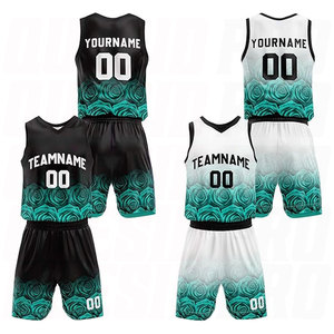 Tenues de basket-ball réversibles personnalisées Rose Green, ensemble maillot et short de basket-ball personnalisés par sublimation - Product Image 1