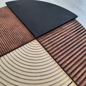 Art mural en bois minimaliste, design géométrique abstrait circulaire, sculpture en bois faite à la main, décoration de salon - Product Image 5