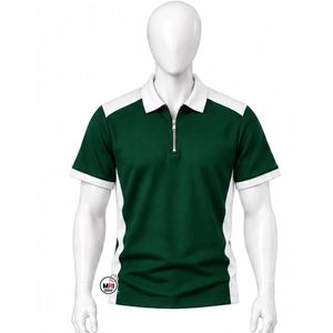 Breathable Mens Green <b>White</b> Short Sleeve Wholesales Fashion Casual Quick Dry Knitted Streetwear Color Blocked Zipper Polo <b>Shirts</b> - Product Image 1