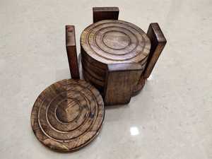 Handmade Natural Wooden Cute <b>Coaster</b> Set Eco-Friendly Durable Heat Resistant <b>Drink</b> <b>Coasters</b> for Home Kitchen Office Best Price - Product Image 1