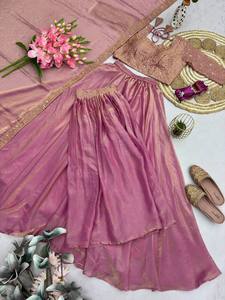 Lehenga Choli de Diseño Pakistaní para Damas de Honor, para Bodas, Fiestas y Eventos, Hecho con Tela de Seda y Algodón, para Usar en Fiestas - Product Image 4