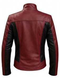 Chaqueta de Cuero con Logotipo de Araña Roja para Hombre, Cuello Alto, Estilo Motero, Chaqueta de PU - Product Image 2