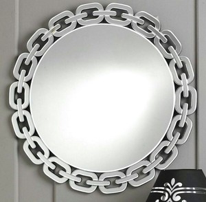 Majestic Venetian Wall <b>Mirror</b> <b>with</b> Decorative Etched Panels, <b>Crystal</b>-Clear Reflection, and Luxurious Old-World Appeal - Product Image 1