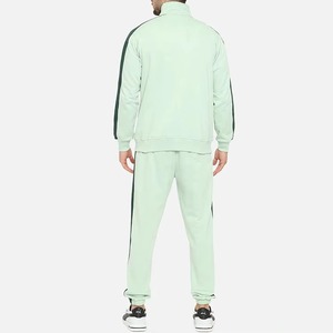Survêtement vert clair pour homme, fermeture éclair intégrale, col montant, style sportif, 100 % polyester, respirant, coupe classique, idéal pour le printemps - Product Image 3