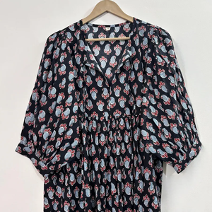 เดรสลำลองผู้หญิง ผ้าทอ 100% คอตตอน สีพื้น/เรียบ แขนสั้น เอวทรงเอ็มไพร์ ทรงเบบี้ดอลล์ โอเวอร์ไซส์ คอวี ทรงหลวม ใส่สบาย - Product Image 2