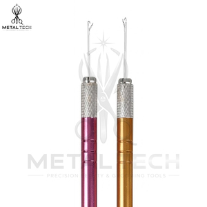 Herramienta profesional para extensiones de cabello con mango de metal ranurado, microperlas, aguja de gancho y herramienta de tracción para salón de belleza - Product Image 6