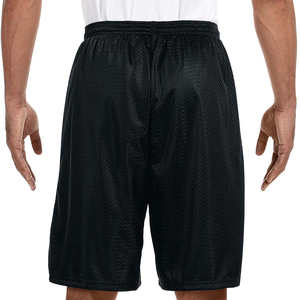 Fabricación profesional de pantalones cortos de malla para hombre con logotipo personalizado, cintura con cordón ajustable, color sólido. - Product Image 2