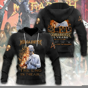 Men's Black Megadeth <b>Band</b> Solid Pattern 100% Cotton Digital Printing Pullover <b>Hoodie</b> Casual Long Sleeve Sweatshirt - Product Image 4