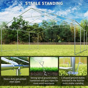 Carpa Grande y Resistente de 20 x 20 pies, Blanca, para Bodas y Fiestas, con Paredes Laterales, Carpa para Exteriores, Garaje, Toldo, Patio, Gazebo - Product Image 5