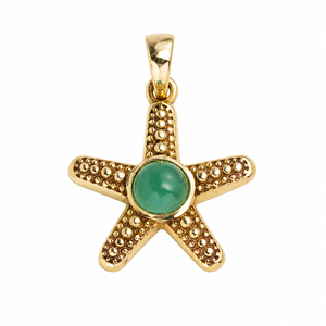 Green Onyx Starfish Pendant Gold Tone Ocean Jewelry Natural Gemstone Sea Star <b>Necklace</b> Beach Gift for Women Her - Product Image 1