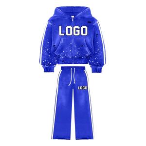 Conjunto de Sudadera con Capucha y Pantalones Verdes con Estampado de Logotipo, Informal, para Hombre, Invierno, Tejido, 100% Algodón, Secado Rápido, Transpirable, Dos Piezas - Product Image 3