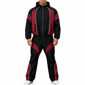 Unisex Solid Color Waterproof Breathable Nylon Zip-Up Hoodie & Trousers Set Sporty Streetwear Autumn Fashion - Product Image 1