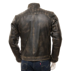 Wholesale High Quality Custom black men's winter <b>jackets</b> 100% genuine Leather Cotton-Lined Men's <b>Jackets</b> Stand Collar Zipper - Product Image 2