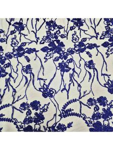 Luxury Cutdana Embroidery <b>Net</b> <b>Fabric</b> Royal Blue Sequin Beaded Tulle Mesh <b>Fabric</b> Exporter from India for Fashion Dresses - Product Image 5