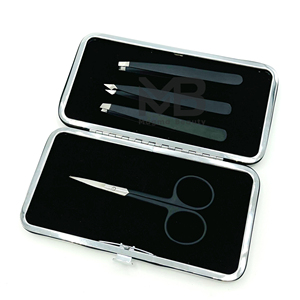 Pinzas para Cejas de Acero Inoxidable Profesionales de Alta Calidad OEM de Fábrica, Color Negro Plateado, con Logotipo Personalizado - Product Image 6