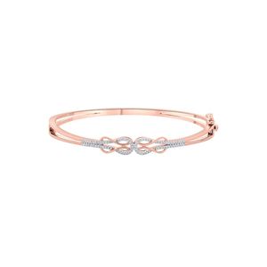 Rose Gold Lab Grown Diamond <b>Infinity</b> Loop Open Bangle <b>Bracelet</b> - Product Image 3