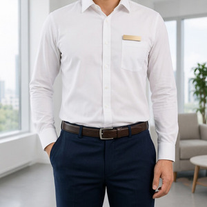 Ensemble chemise blanche professionnelle et pantalon bleu marine pour adultes unisexe en polyester et élasthanne respirants - Product Image 2