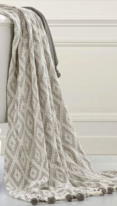 Bohemian Decorative Handmade <b>Pom</b>-<b>pom</b> Blanket Wholesale Woven Throw Blanket From India Super Luxurious <b>White</b> Cotton Blanket - Product Image 2