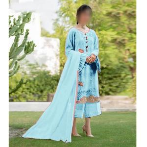 WS INTERNATIONAL Salwar Kameez Recto para Mujer, Estilo Pakistaní e Indio, de Seda Lawn, Traje Étnico Sarree, para Fiesta, de Secado Rápido, Antiarrugas, para Eid - Product Image 6
