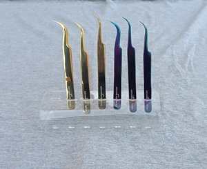 Volume Professional <b>Rainbow</b> 3 Pcs Eyelash Tweezers Kit with Case Packing Special Design For the Salon Owners, Students Isolation - Product Image 3