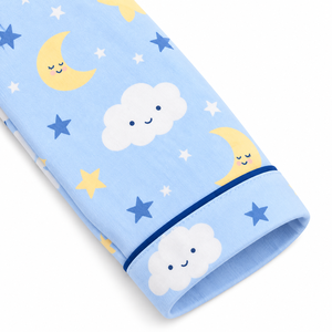 Conjunto de pijama con estampado de dibujos animados de estrellas y nubes azules para bebé, camisa de manga larga con botones, pantalones, ropa de dormir suave para bebés y niños pequeños - Product Image 3