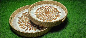 Juego de bandejas de caña de ratán y nácar, bandejas de postre hechas a mano ecológicas para celebraciones de Ramadán, regalos de Eid y bodas - Product Image 6