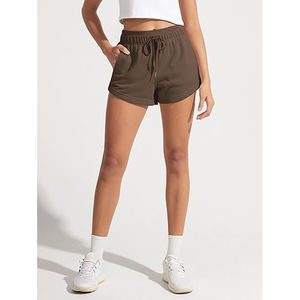 Shorts Cortos de Felpa para Mujer, Cintura Alta, Bolsillos Laterales, Mezcla de Algodón Suave, Corte Holgado, para Descansar, Gimnasio, Invierno - Product Image 3