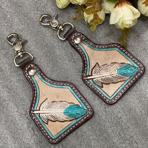 Porte-clés en cuir taillé sculpté à la main Porte-clés en cuir de forme exotique mignon Accessoires en cuir taillé Porte-clés mignons pour unisexe - Product Image 3