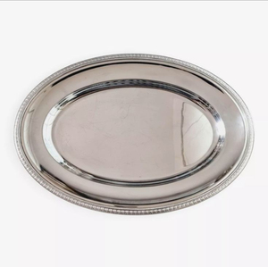 Plat de service ovale en aluminium finition argentée, plat de service alimentaire, ustensile de cuisine domestique, plat de table pour fruits secs et collations - Product Image 3