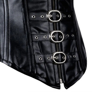 Corsé de Cuero PU Negro Premium, Fabricante de Fajas Moldeadoras con Múltiples Hebillas, Estilo Punk, para Mujer, Venta al Por Mayor - Product Image 2