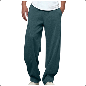 Pantalon de survêtement en coton uni pour homme, taille élastique, décontracté, avec poches latérales, tricoté mi-lourd, idéal pour l'automne - Product Image 6