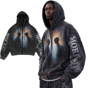 Sudaderas Vintage de Alta Calidad, Forro Polar Grueso, Diseño Personalizado, Logotipo DTG, Bordado, Sudadera Lavada de Algodón, Fábrica OEM - Product Image 1