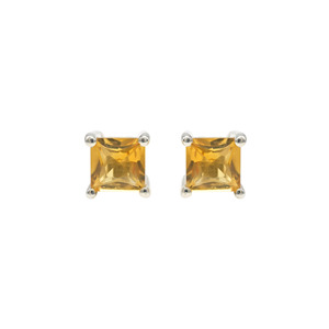 November Birthstone Citrine Studs Push Back Earrings 0.77CTW Square Gemstone Earrings Minimal Fashion Jewelry Gift for <b>Wife</b> - Product Image 1