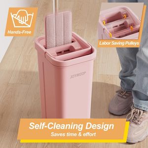 Secchio per Mop Rosa con Set di Strizzatori e 3 Panni in Microfibra Riutilizzabili, Sistema di Autopulizia Senza Mani per Uso Domestico - Product Image 3