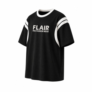 T-shirt en coton premium style streetwear avec empiècements contrastés pour hommes et femmes - Product Image 5
