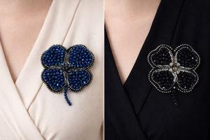 Broche de lujo bordado con cuentas de semillas y mariposas, broche floral artesanal de cuentas bordadas, hecho a mano, pedido personalizado - Product Image 2