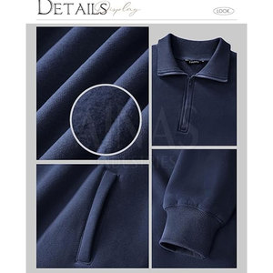 Custom <b>Winter</b> Quarter Zip <b>Top</b> Featuring Knitted Lightweight Stretch Material Front Stand Collar Design for Fitness Running - Product Image 6