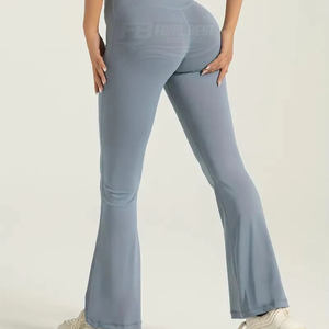 Leggings évasés taille haute pour femme en Spandex/Nylon ultra doux, respirants, effet ventre plat, coupe bootcut, élastiques, à motif écossais - Product Image 5