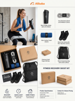 Aangepaste fitness herstelkit met shakerfles, resistance band, koelhanddoek, grip sokken, trekkoordtas, groothandel leverancier