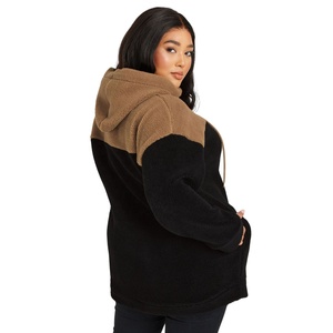 Hoodie Sherpa personnalisé pour femme 2026, noir et marron, épais, chaud, doux, en polaire Teddy respirante et écologique pour l'hiver - Product Image 3