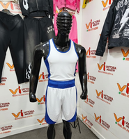 Uniforme de boxe réversible rouge/bleu lavé pour adultes - Logo personnalisé 100% polyester respirant léger et durable