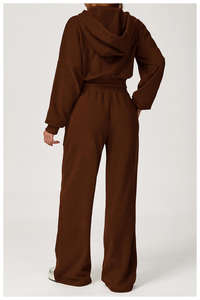 Conjunto Deportivo Informal de Dos Piezas para Mujer, Chaqueta Holgada, Pantalones Anchos, Sudadera con Capucha, 500gsm 400gsm, Personalizado - Product Image 5