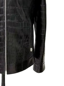 Chaqueta de Cuero PU con Estampado de Cocodrilo para Hombre, con Cuello de Piel, Cierre Frontal con Cremallera, Estilo Motero, Gruesa, Resistente al Viento, para Invierno - Product Image 6