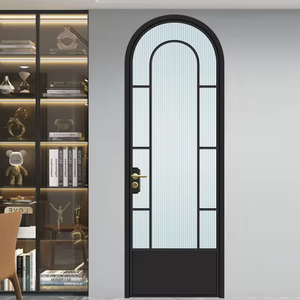 Lusso stile francese telaio in alluminio <span class=keywords><strong>porta</strong></span> in vetro con forma quadrata e oro nero zigrinatura leva maniglia <span class=keywords><strong>per</strong></span> Villa - Product Image 2